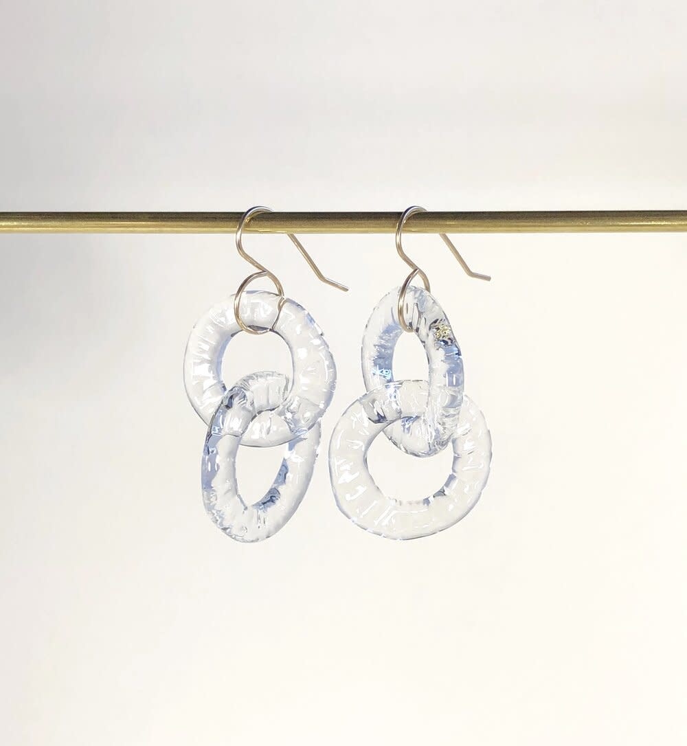Minori Takagi Earrings - Chain Circle - Clear Glass