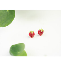Minori Takagi Earrings Fruit - Strawberry Red