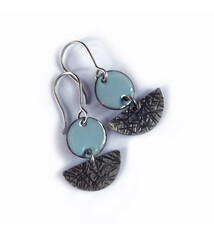 Susan Remnant Earrings - Small, Blue Enamel & Sterling Silver