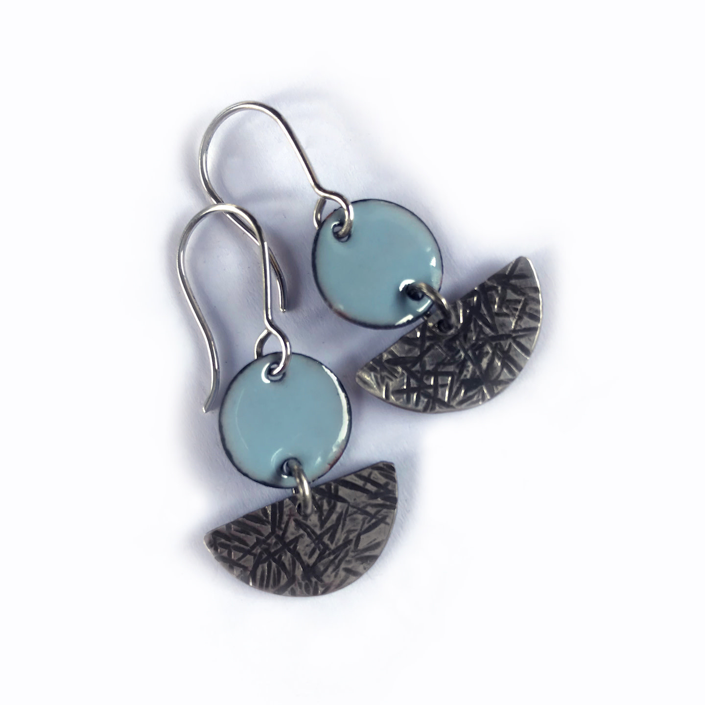 Susan Remnant Earrings - Small, Blue Enamel & Sterling Silver