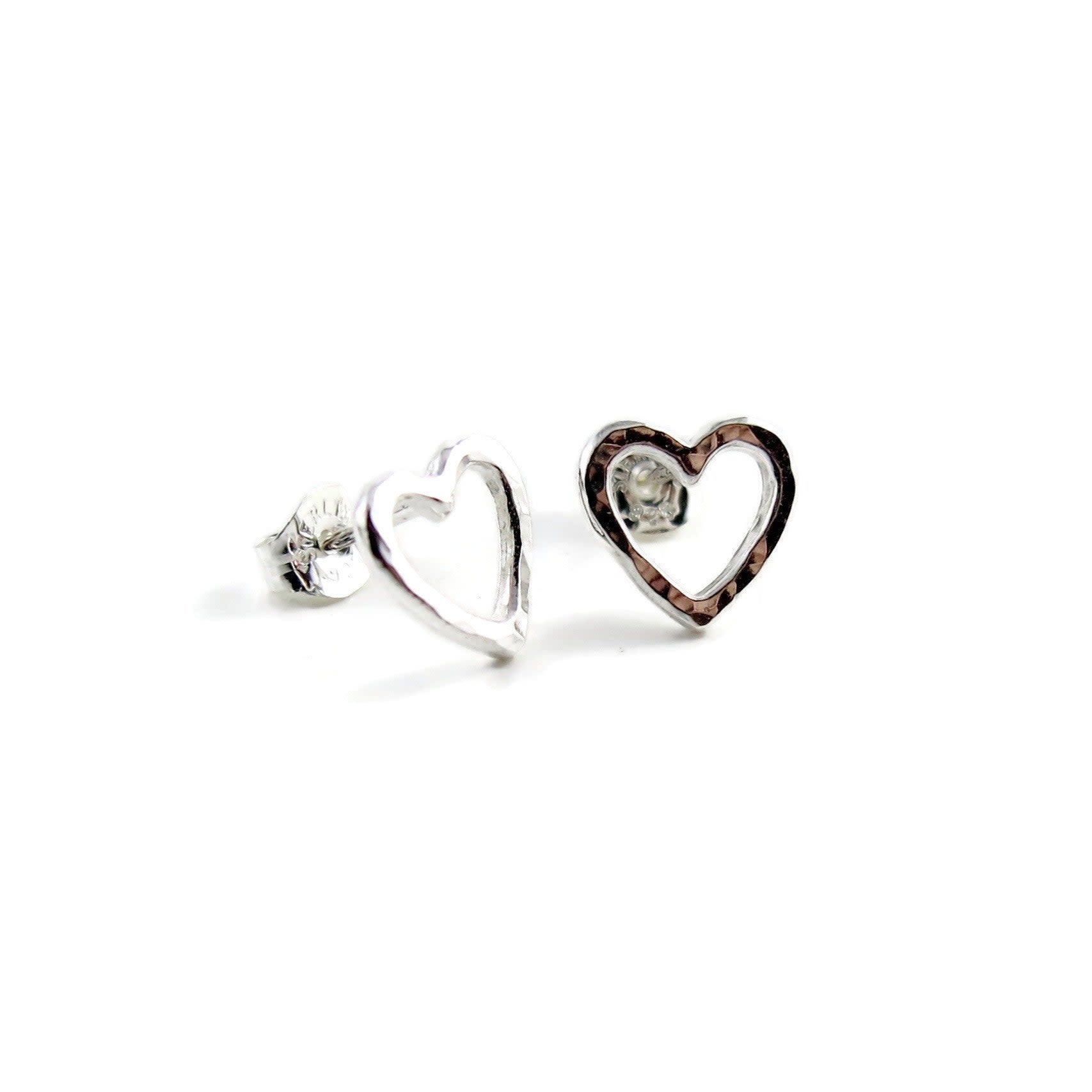 Mikel Grant Jewelry Earrings - Open Heart Studs - Sterling Silver