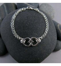 Mikel Grant Jewelry Bracelet - Open Hearts Duo - Sterling Silver