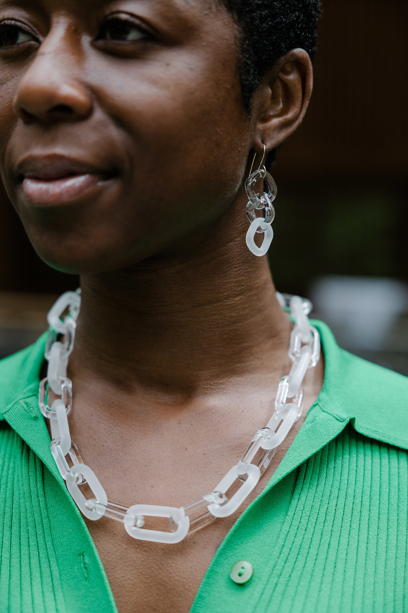 Minori Takagi Necklace - Glass Sandblasted Chain