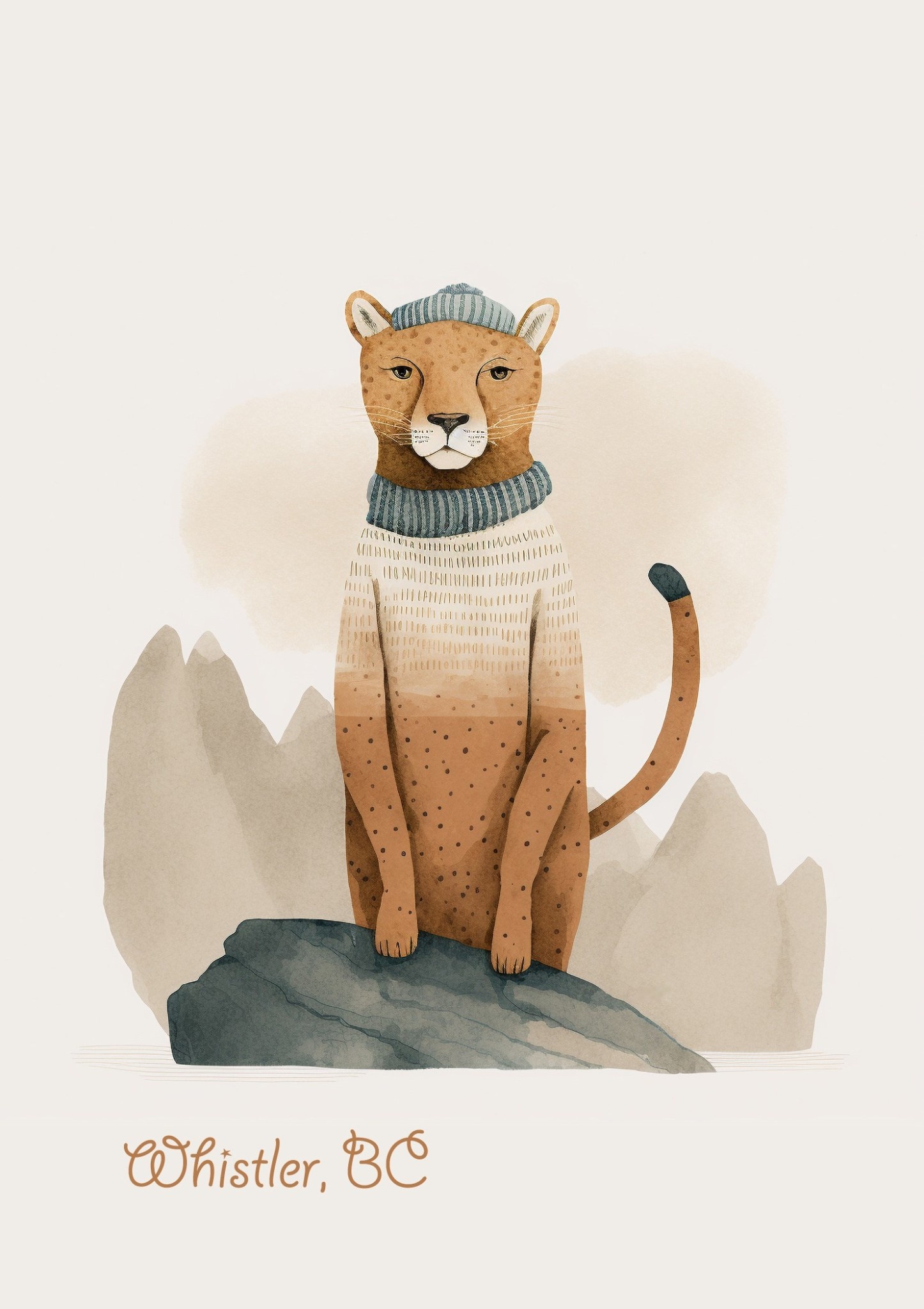 Art Card - Whistler Cougar in Beanie