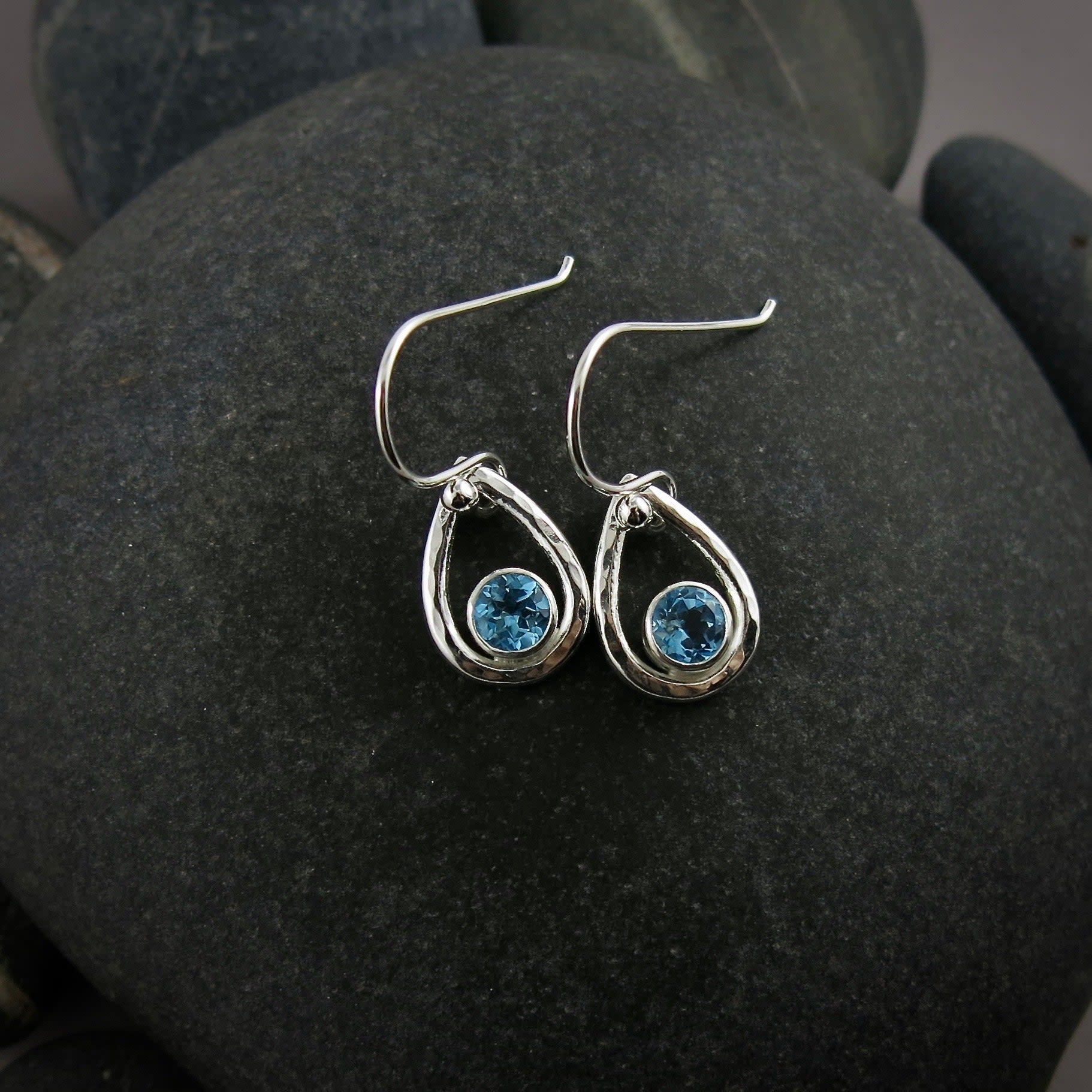Mikel Grant Jewelry Earrings - Blue Topaz Raindrop Sterling Silver