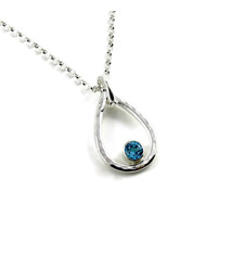 Mikel Grant Jewelry Necklace - Blue Topaz Raindrop Sterling Silver