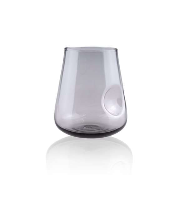Stemless Thumb Divot Wine Glass - Smoke Grey