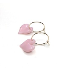 Minori Takagi Earrings - Heart Hoop - Pink