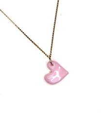 Minori Takagi Necklace - Glass Heart, 14K Gold Fill - Pink