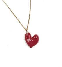 Minori Takagi Necklace - Glass Heart, 14K Gold Fill - Red