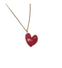 Minori Takagi Necklace - Glass Heart, 14K Gold Fill - Red