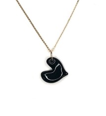 Minori Takagi Necklace - Glass Heart, 14K Gold Fill - Black