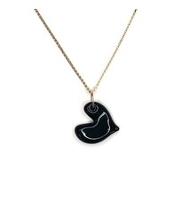 Minori Takagi Necklace - Glass Heart, 14K Gold Fill - Black