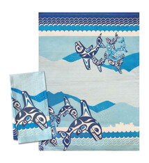 Tea Towel - Printed Orca Family