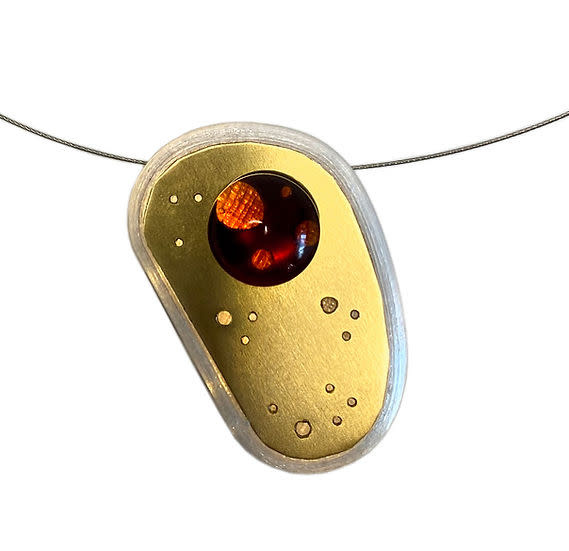 Umbra & Lux - CCBC Illuminated Necklace - Small Pebble, Amber Glass