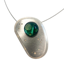 Umbra & Lux - CCBC Illuminated Necklace - Small Pebble, Aqua Glass