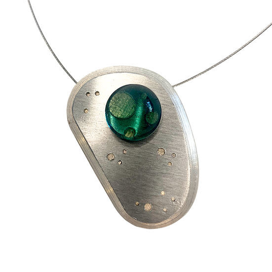 Umbra & Lux - CCBC Illuminated Necklace - Small Pebble, Aqua Glass