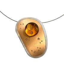 Umbra & Lux - CCBC Illuminated Necklace - Small Pebble, Copper Glass