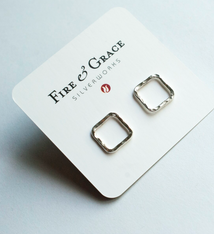 Fire & Grace Silverworks - Marian De Gier - CCBC Earrings - Square Loop Studs