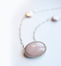 Fire & Grace Silverworks - Marian De Gier - CCBC Necklace - Hidden Heart Pendant - Rose Quartz, Baroque Pearls