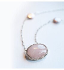 Fire & Grace Silverworks - Marian De Gier - CCBC Necklace - Hidden Heart Pendant - Rose Quartz, Baroque Pearls