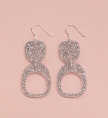 Warren Steven Scott Earrings - Inverted Ovoid Mini - Super Sparkle Silver Glitter