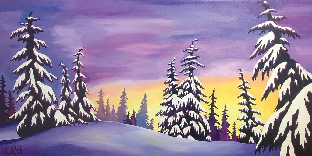 Leilani the Artist - Leilani Beckett Art Print -  12x9" - Lavender Snowtrees