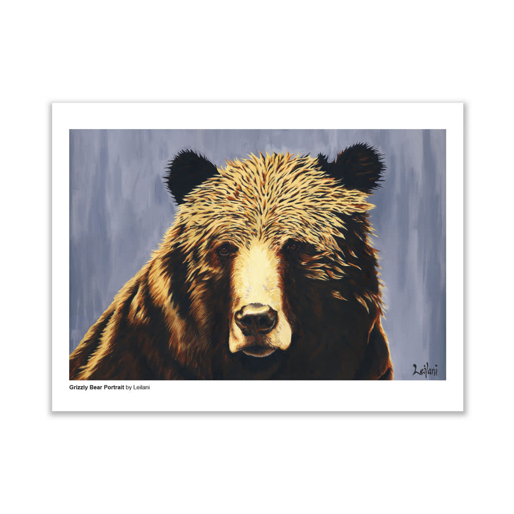 Leilani the Artist - Leilani Beckett Art Print - 12x9" - Grizzly Bear Portrait