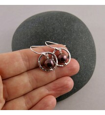 Mikel Grant Jewelry Earrings - Purple Pearl Nesting Circle Sterling Silver