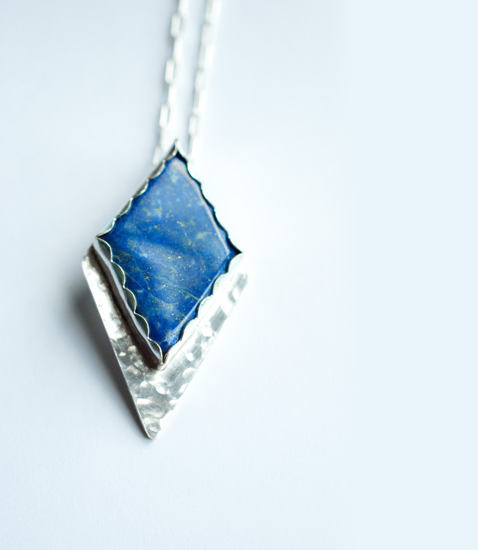 Fire & Grace Silverworks - Marian De Gier - CCBC Necklace - Lapis Lazuli Pendant - Large