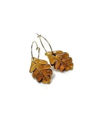 Minori Takagi Earrings - Leaf Hoop - Brown