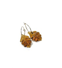 Minori Takagi Earrings - Leaf Hoop - Brown