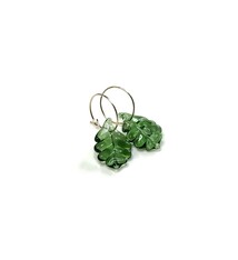 Minori Takagi Earrings - Leaf Hoop - Green