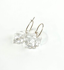 Minori Takagi Earrings - Leaf Hoop - Clear