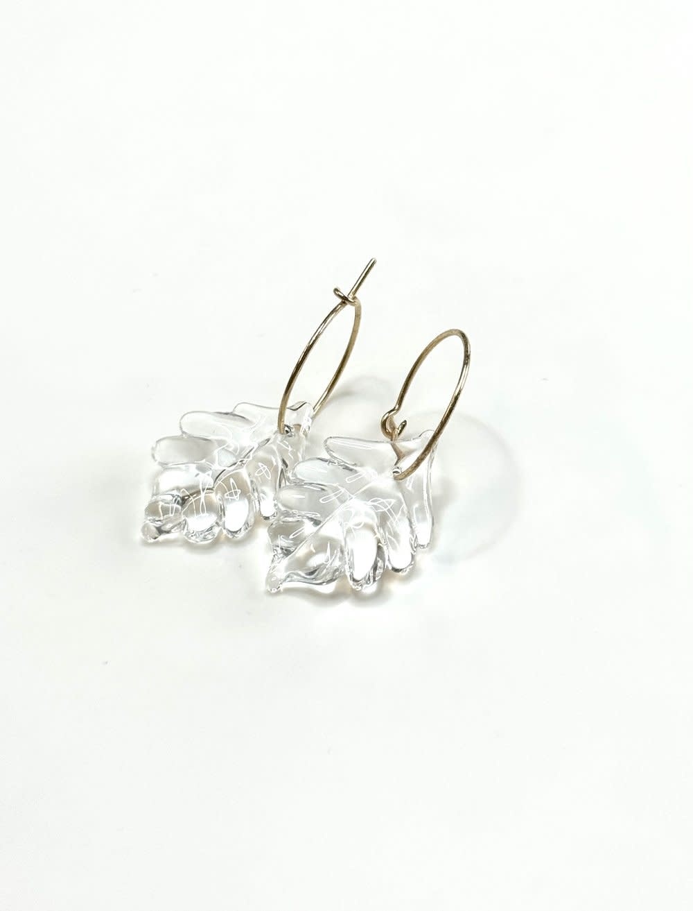 Minori Takagi Earrings - Leaf Hoop - Clear