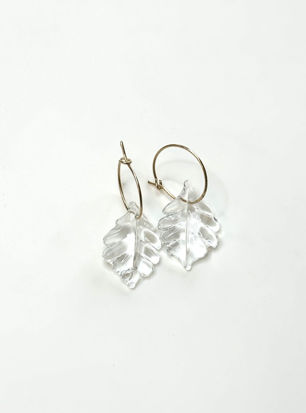 Minori Takagi Earrings - Leaf Hoop - Clear