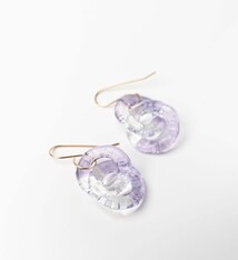Minori Takagi Earrings - Chain Circle - Purple Glass