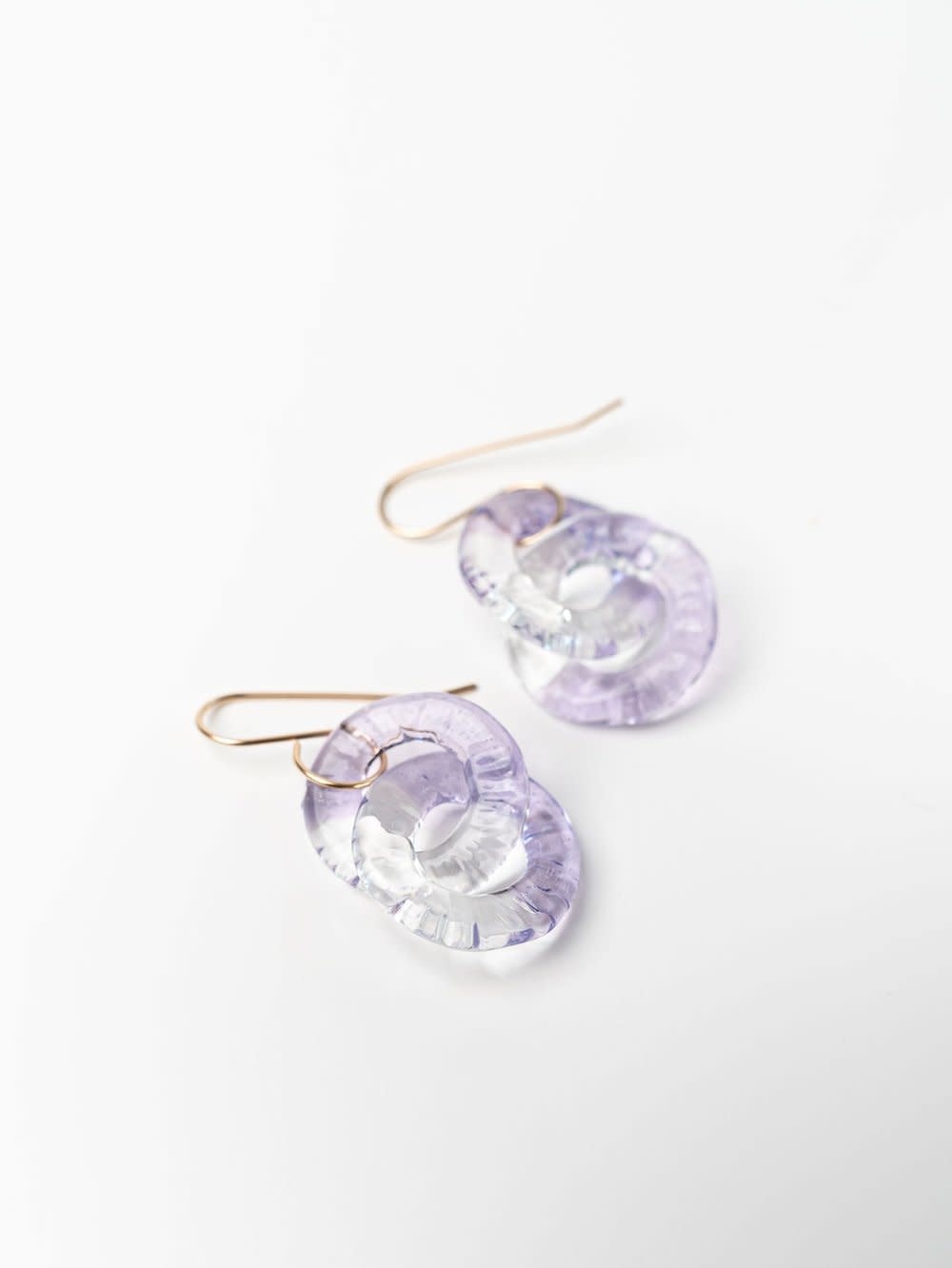 Minori Takagi Earrings - Chain Circle - Purple Glass