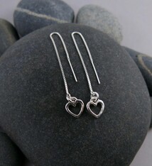 Mikel Grant Jewelry Earrings - Heart Threader Sterling Silver