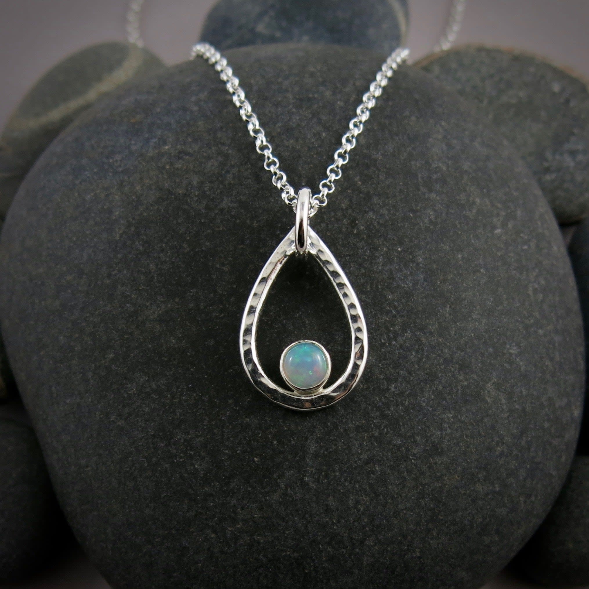 Mikel Grant Jewelry Necklace - Welo Opal Raindrop Sterling Silver