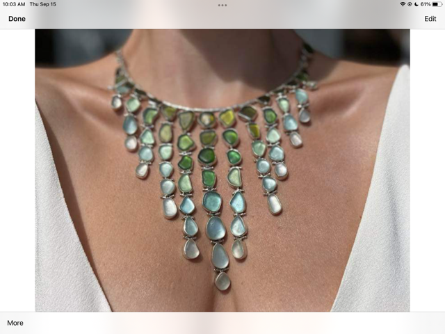 Susan Koch - CCBC Necklace - "Bad Ombre" 77 Sea Glass, Custom Hinges