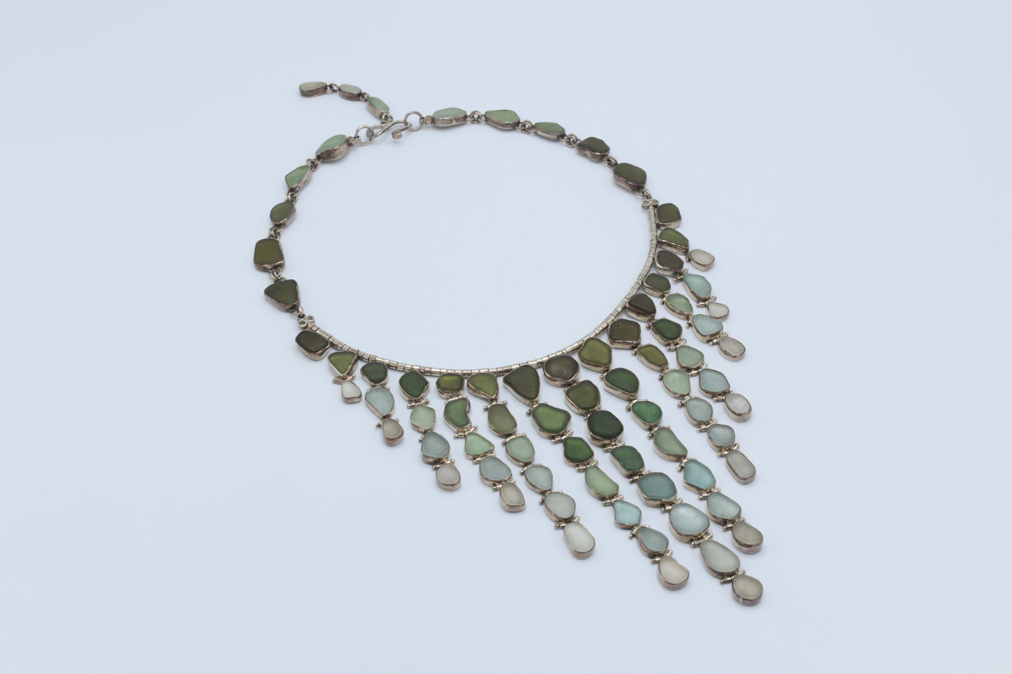 Susan Koch - CCBC Necklace - "Bad Ombre" 77 Sea Glass, Custom Hinges