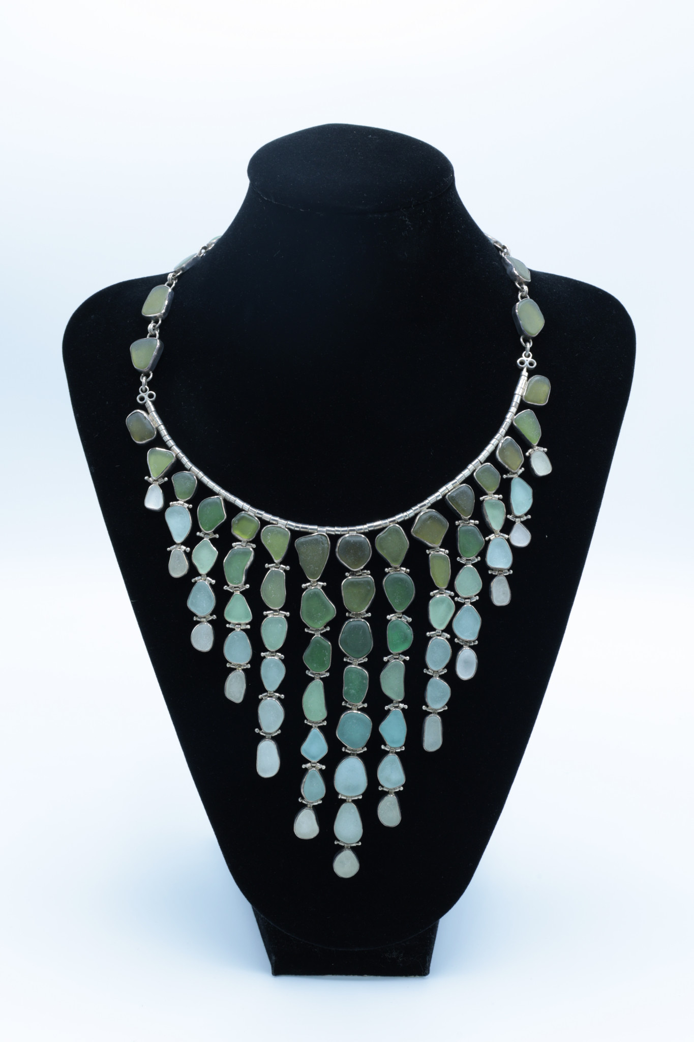 Susan Koch - CCBC Necklace - "Bad Ombre" 77 Sea Glass, Custom Hinges