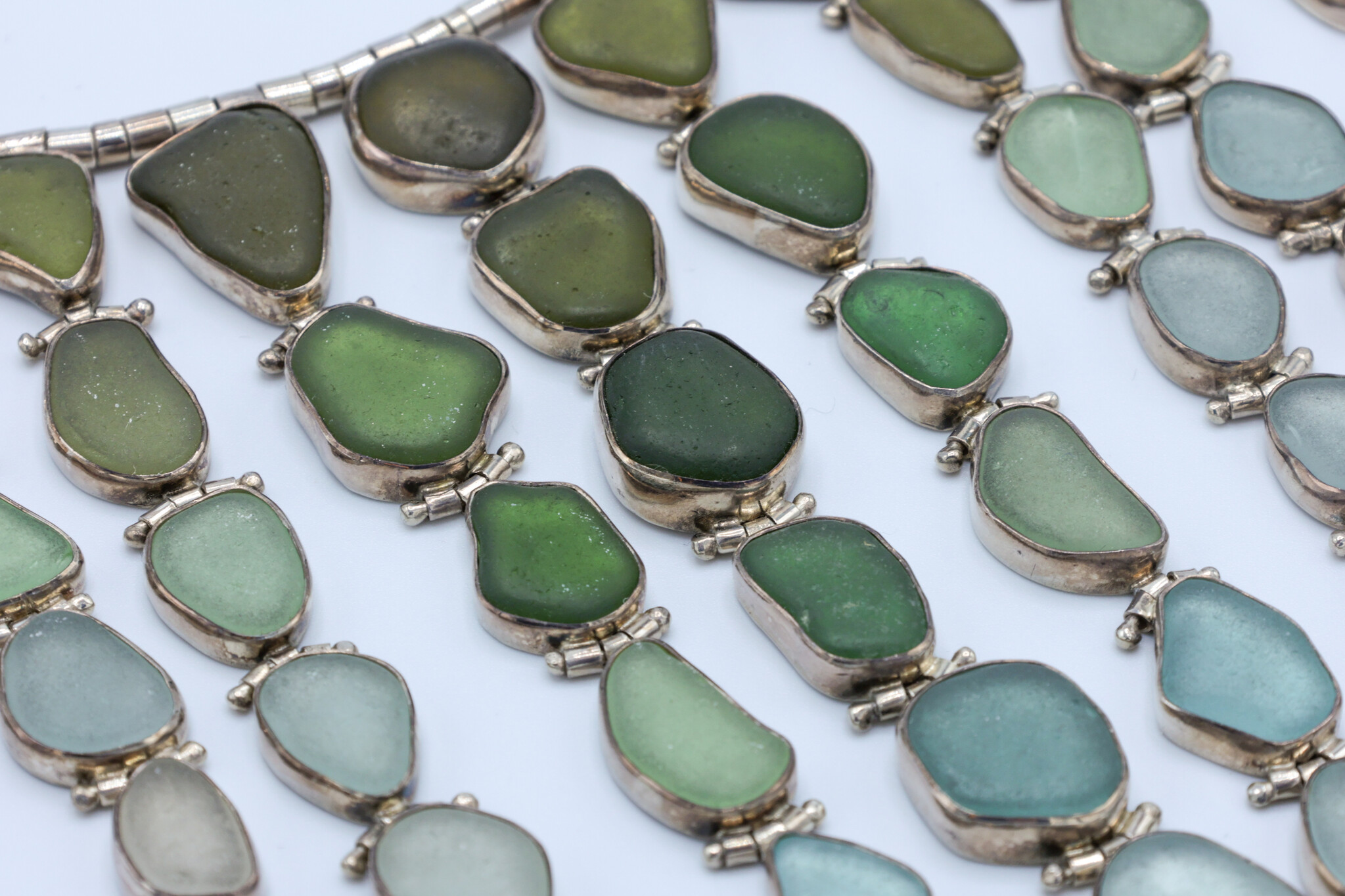 Susan Koch - CCBC Necklace - "Bad Ombre" 77 Sea Glass, Custom Hinges