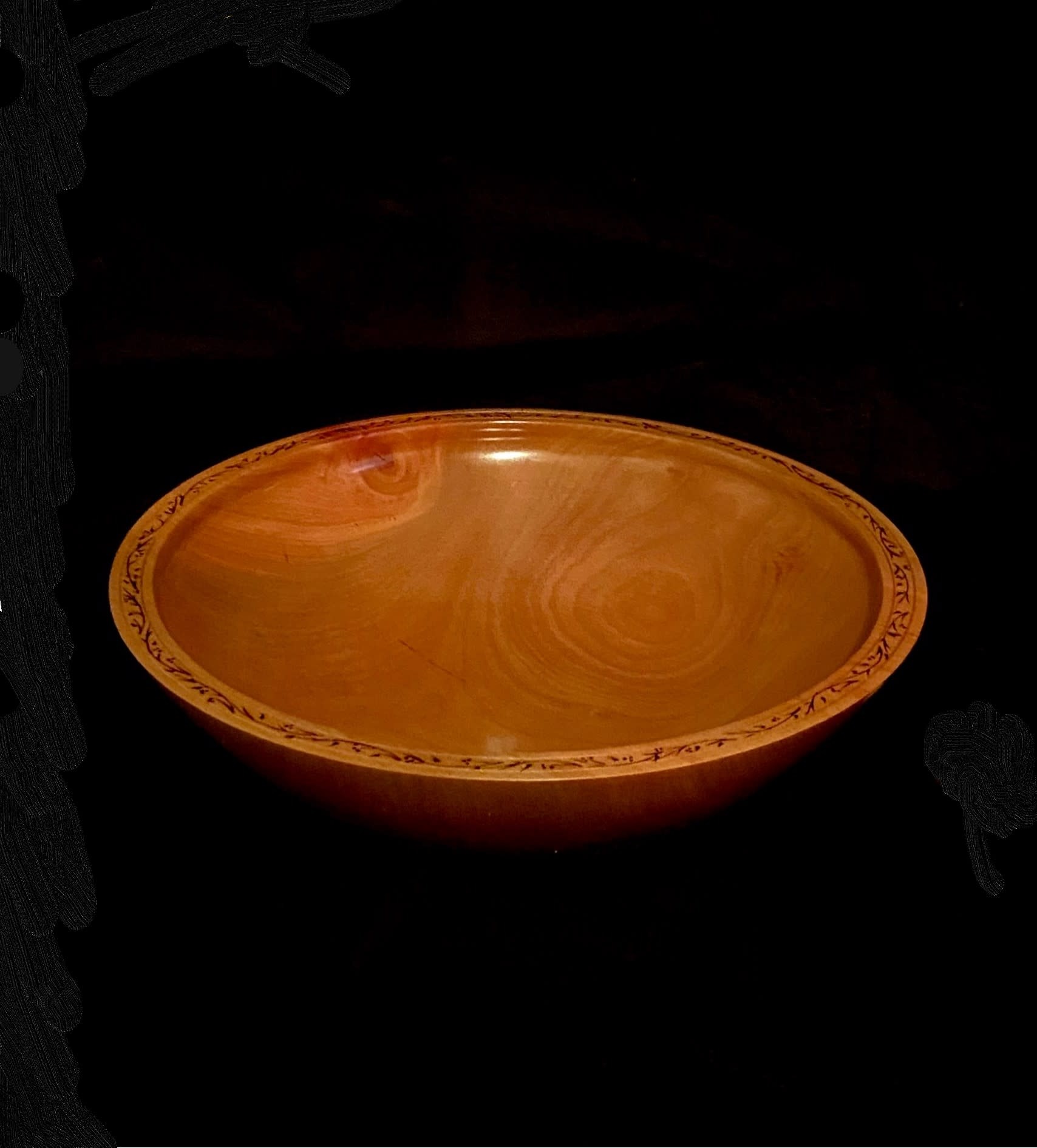 GDK Design - Glen Kappel Bowl - Arbutus with Pyrography Design on Rim - 10.5” x 3.5”