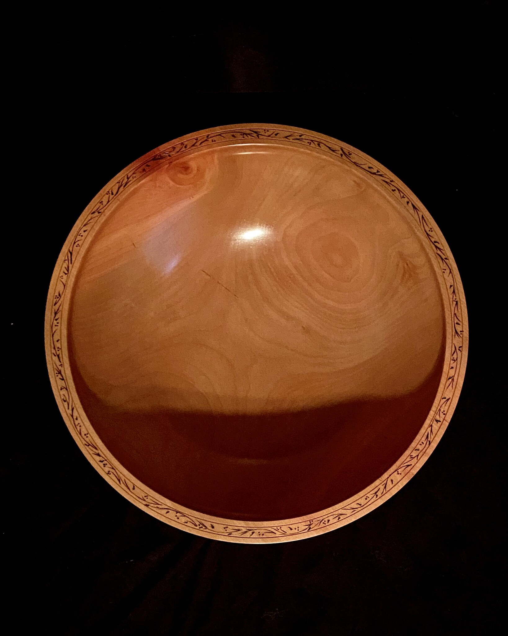 GDK Design - Glen Kappel Bowl - Arbutus with Pyrography Design on Rim - 10.5” x 3.5”