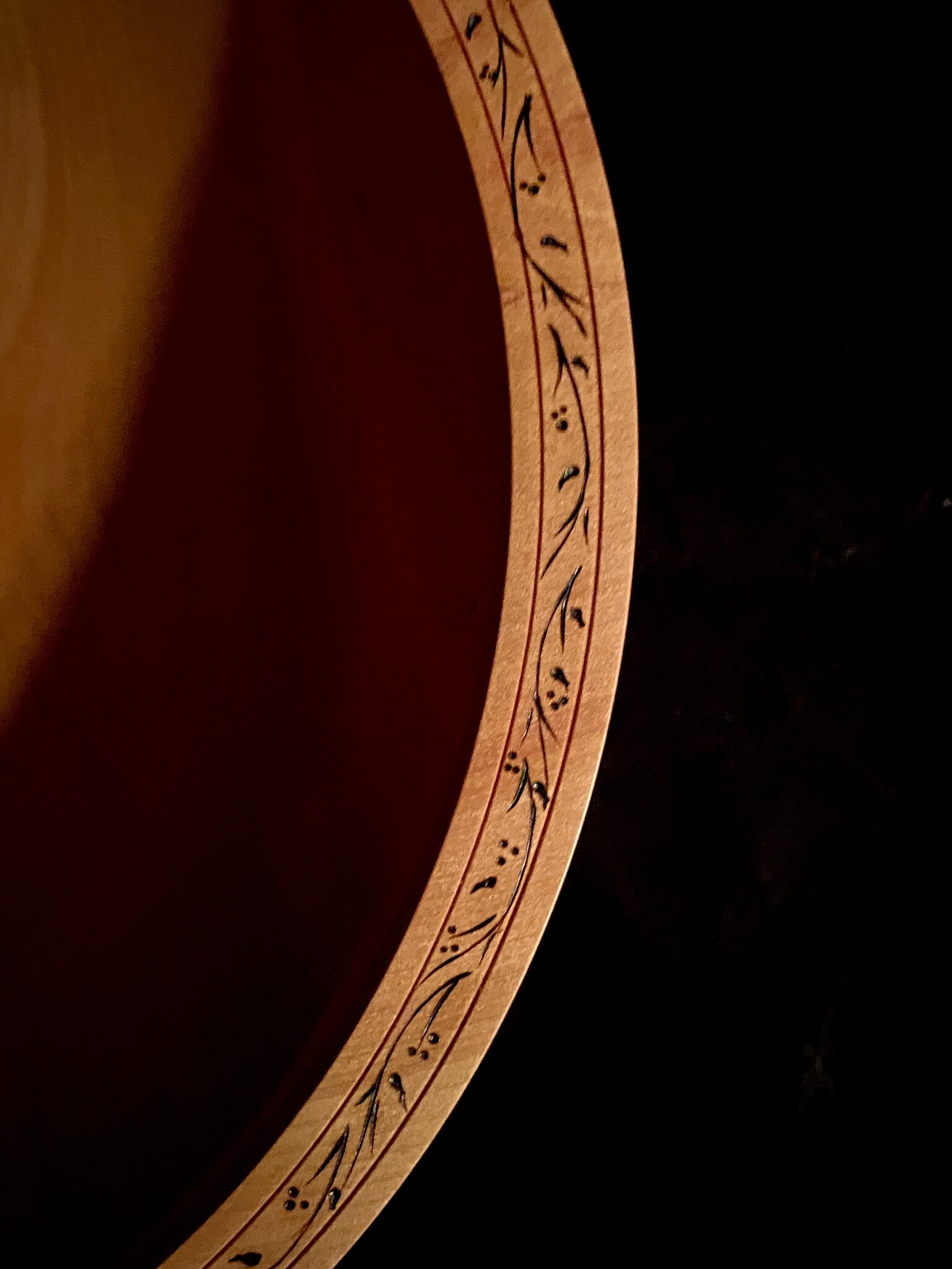 GDK Design - Glen Kappel Bowl - Arbutus with Pyrography Design on Rim - 10.5” x 3.5”