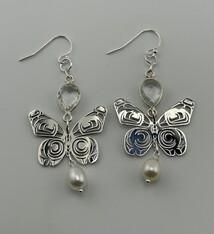 Morgan Asoyuf Earrings - Butterfly - Quartz & Pearls