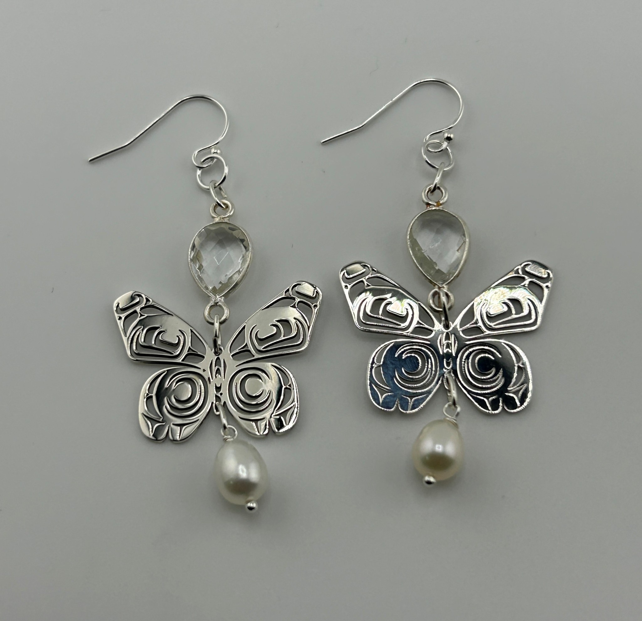 Morgan Asoyuf Earrings - Butterfly - Quartz & Pearls