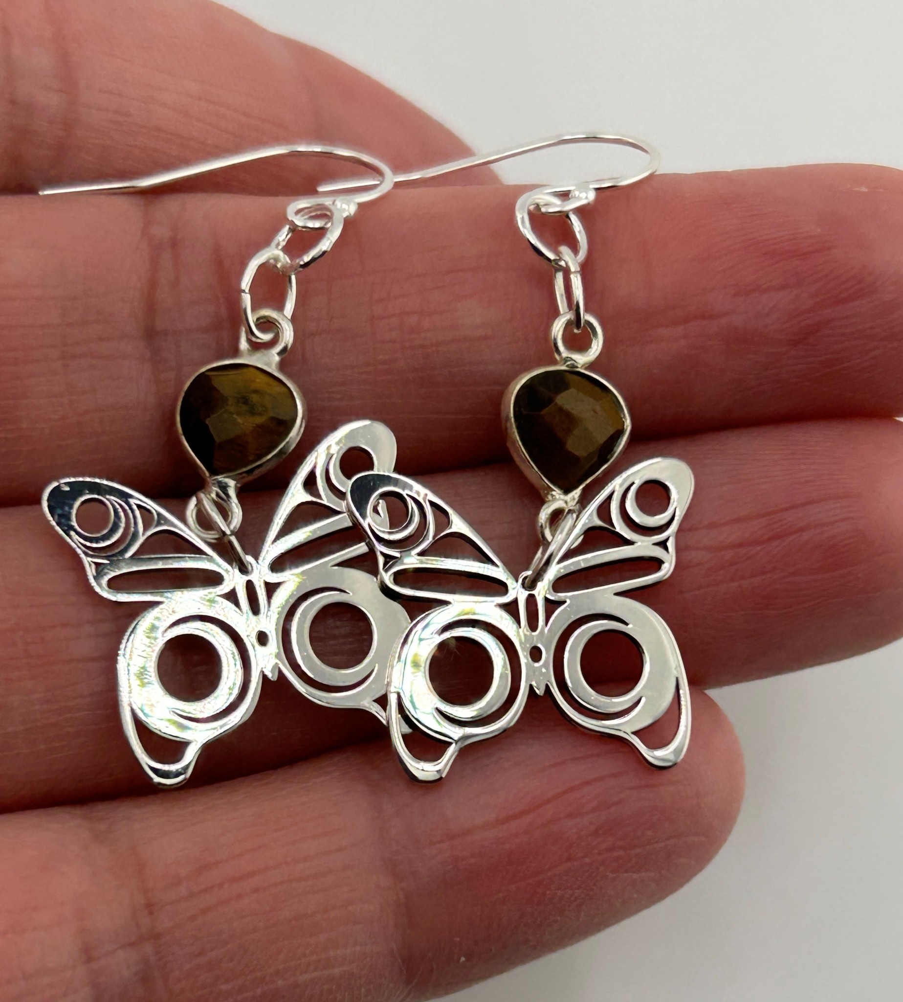Morgan Asoyuf Earrings - Butterfly - Tigers Eye